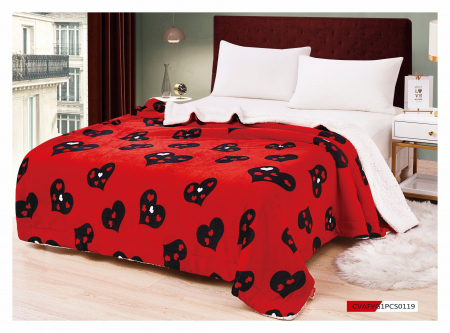 PĂTURI - Patura Cocolino Cu Blanita - Red Hearts