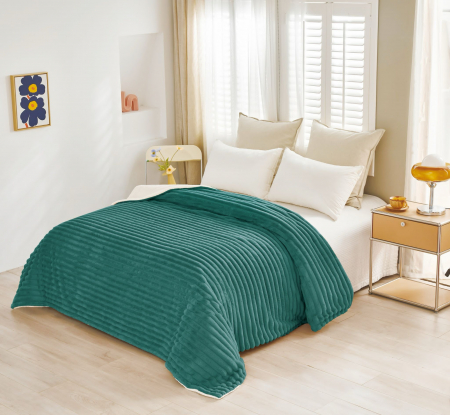 Patura Cocolino Cu Blanita Artificiala RABBIT - Verde PĂTURI - Patura Cocolino Cu Blanita Artificiala RABBIT - Verde