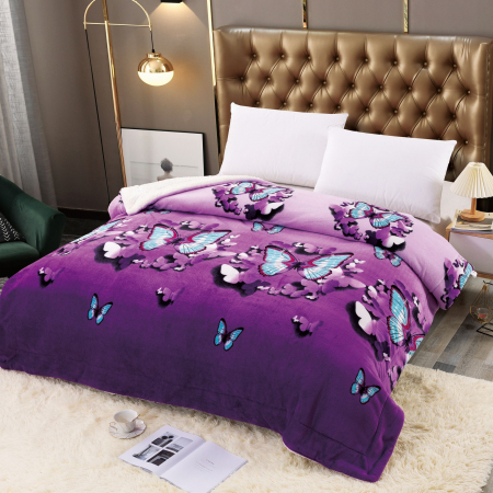 PĂTURI - Patura Cocolino Cu Blanita - Fluturi Mov