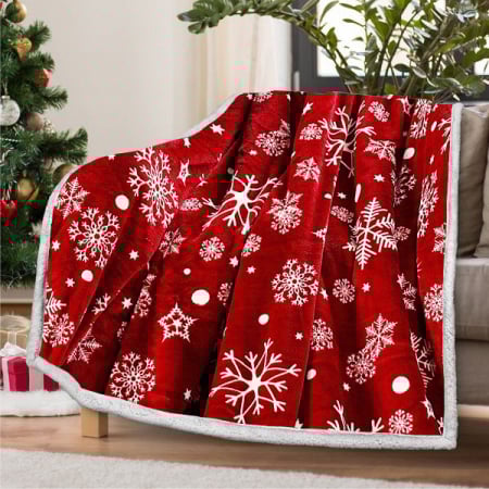 Paturi Cocolino Cu Blanita - Patura Cocolino Cu Blanita Model Craciun - Snowflackes