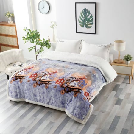 Paturi Cocolino Craciun - Patura Cocolino Cu Blanita Model Craciun - Iarna