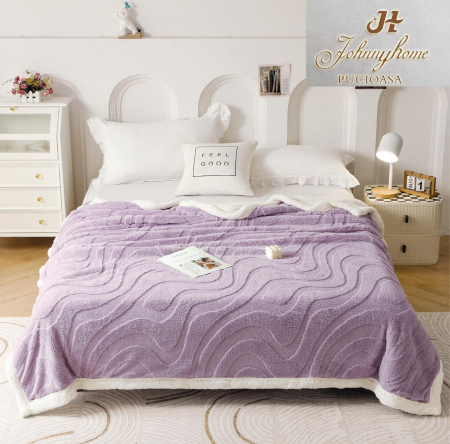 Paturi Cocolino Cu Blanita - Patura Cocolino Cu Blanita Model Waves - Lila