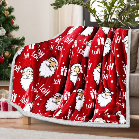 Pături Cocolino - Crăciun - Patura Cocolino Cu Blanita Model Craciun - Ho Ho Ho Santa Is Here