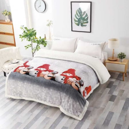 Paturi Cocolino Craciun - Patura Cocolino Cu Blanita Model Craciun - Om De Zapada Cu Fular