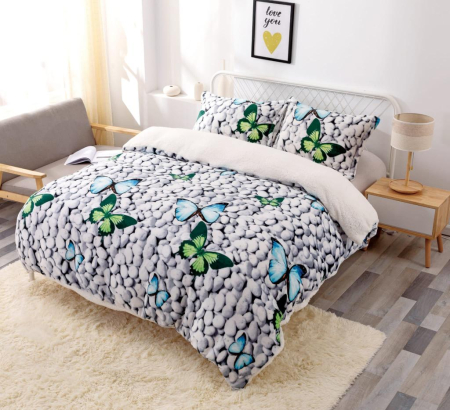 Patura Cocolino Cu Blanita - Pietre Si Fluturi PĂTURI - Patura Cocolino Cu Blanita - Pietre Si Fluturi