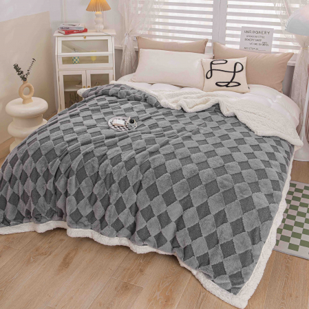 Patura Cocolino Cu Blanita Rabbit Carouri - Gri [3]