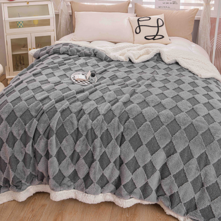 Patura Cocolino Cu Blanita Rabbit Carouri - Gri [2]