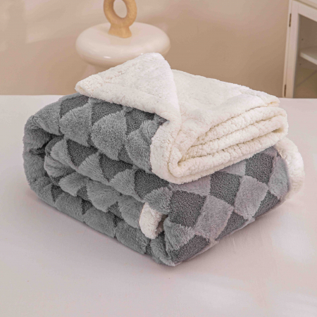 Patura Cocolino Cu Blanita Rabbit Carouri - Gri [1]