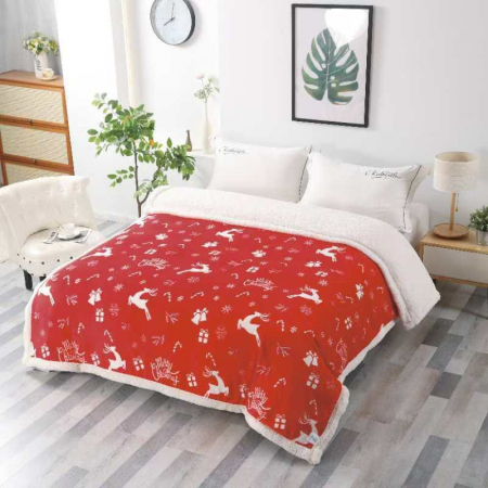 Paturi Cocolino Craciun - Patura Cocolino Cu Blanita Model Craciun - Reni Si Cadouri