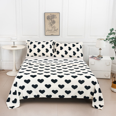 Paturi Cocolino Premium - Patura Cocolino Dubla + 2 Fete De Perna - Alba Cu Inimioare