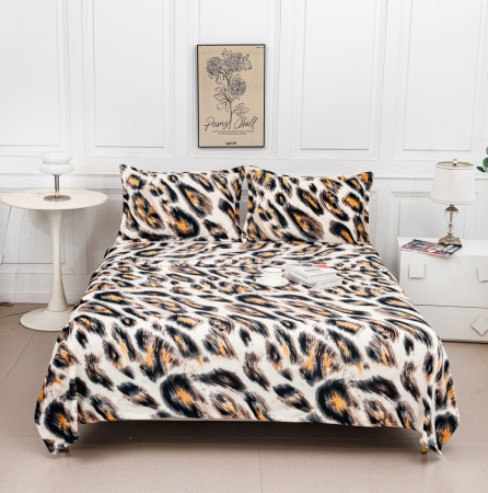 Paturi Cocolino Premium - Patura Cocolino Dubla + 2 Fete De Perna - Maro Leopard