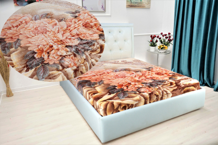 Paturi Cocolino Premium - Patura Cocolino Dubla - Maro cu Flori Caramizii