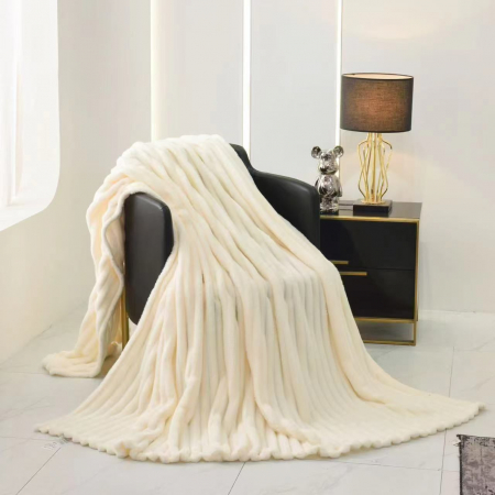 PĂTURI - Patura Cocolino Dungi Grosime Medie - Crem