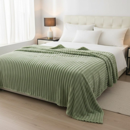 Paturi Cocolino Grosime Medie - Patura Cocolino Dungi Grosime Medie 200x230cm - Verde Absint