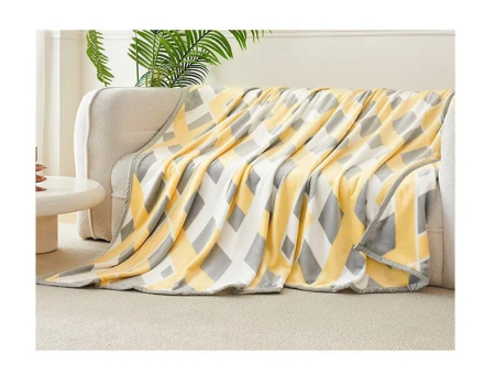 Patura Cocolino Grosime Medie 200x230cm - Abstract Cu Gri, Mustar Si Alb [3]