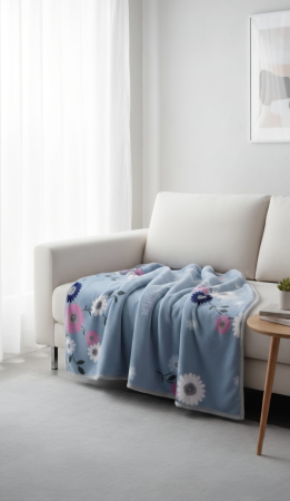 Patura Cocolino Grosime Medie 200x230cm - Albastru Cu Flori [1]