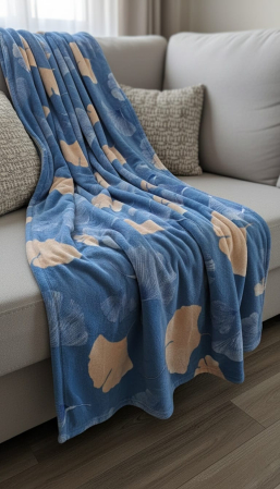 Patura Cocolino Grosime Medie 200x230cm - Albastru Intens Si Corai [1]