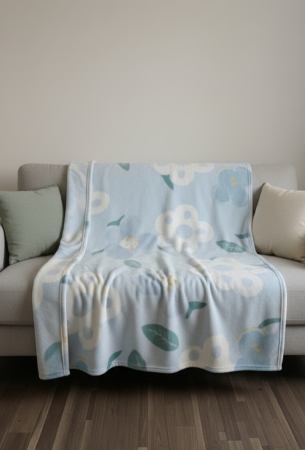 Patura Cocolino Grosime Medie 200x230cm - Baby Blue Cu Flori [1]