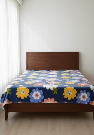 Patura Cocolino Grosime Medie 200x230cm - Bleumarin Cu Flori Colorate [2]