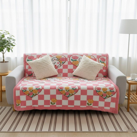 Patura Cocolino Grosime Medie 200x230cm - Carouri Roz Si Iepurasi [1]