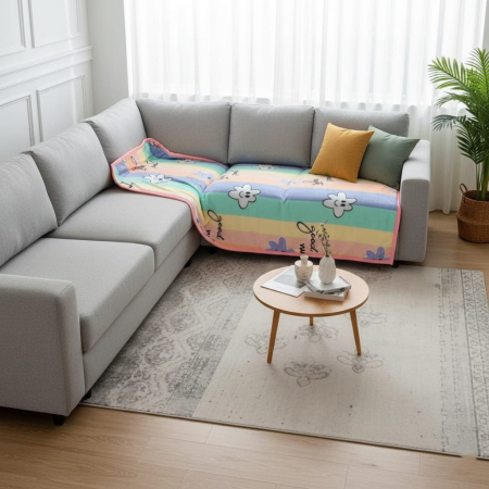 Patura Cocolino Grosime Medie 200x230cm - Curcubeu Si Floricele Zambitoare [1]