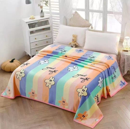 Paturi Cocolino Grosime Medie - Patura Cocolino Grosime Medie 200x230cm - Curcubeu Si Floricele Zambitoare