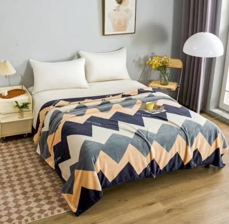 PĂTURI - Patura Cocolino Grosime Medie 200x230cm - Dungi Zig Zag