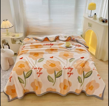 Paturi Cocolino Grosime Medie - Patura Cocolino Grosime Medie 200x230cm - Flori Portocalii