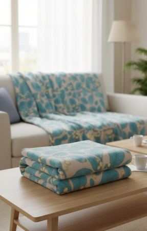 Patura Cocolino Grosime Medie 200x230cm - Frunze Albastre [2]