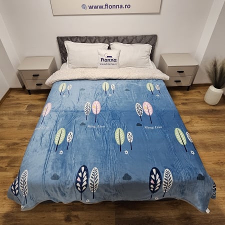 Paturi Cocolino Grosime Medie - Patura Cocolino Grosime Medie 200x230cm - Frunze Pe Albastru Ca Cerul