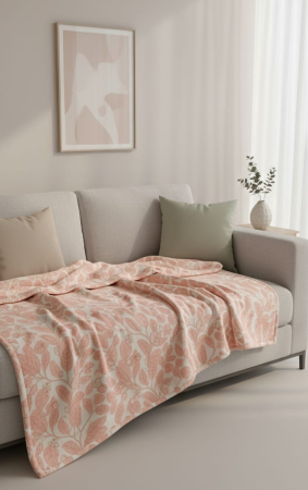 Patura Cocolino Grosime Medie 200x230cm - Frunze Roz [1]