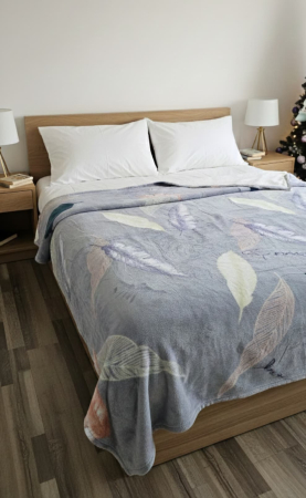 Paturi Cocolino Grosime Medie - Patura Cocolino Grosime Medie 200x230cm - Gri Cu Pene Desenate