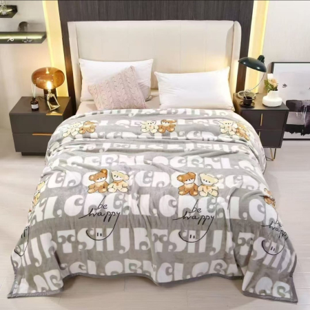 Paturi Cocolino Grosime Medie - Patura Cocolino Grosime Medie 200x230cm - Gri Cu Ursuleti De Plus