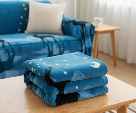 Patura Cocolino Grosime Medie 200x230cm - Noapte Albastra Cu Reni [2]