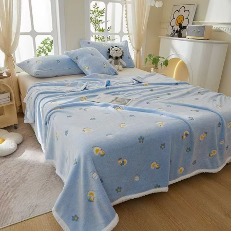 Paturi Cocolino Pentru Copii - Patura Cocolino Grosime Medie 200x230cm Pentru Copii - Bleu Cu Ratuste