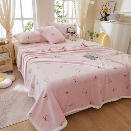 Paturi Cocolino Pentru Copii - Patura Cocolino Grosime Medie 200x230cm Pentru Copii - Roz Cu Piersici