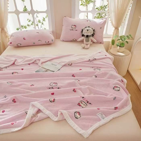 Paturi Cocolino Pentru Copii - Patura Cocolino Grosime Medie 200x230cm Pentru Copii - Roz Cu Pisicute