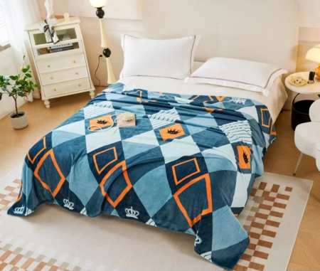 Paturi Cocolino Grosime Medie - Patura Cocolino Grosime Medie 200x230cm - Portocaliu Si Albastru Regal