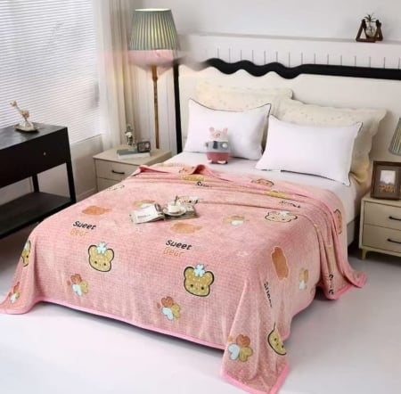 Paturi Cocolino Grosime Medie - Patura Cocolino Grosime Medie 200x230cm - Roz Cu Ursuleti