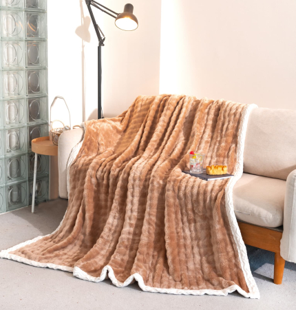 Paturi Cocolino Grosime Medie - Patura Cocolino Grosime Medie Cu Bordura Alba 200x230cm - Bej Caramel