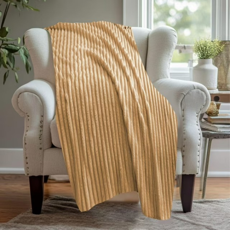 Paturi Cocolino Grosime Medie - Patura Cocolino Grosime Medie Dungi 230x240cm - Bej Mustar