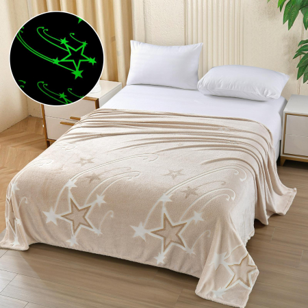 Paturi Cocolino Grosime Medie - Patura Cocolino Grosime Medie Fosforescenta - Bej Cu Stele Cazatoare