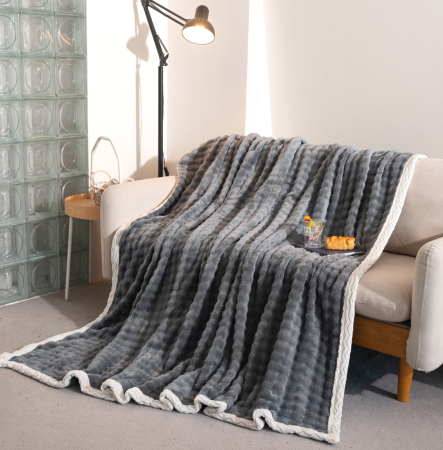 Paturi Cocolino Grosime Medie - Patura Cocolino Grosime Medie Cu Bordura Alba 200x230cm - Gri