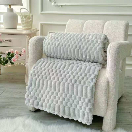 Patura Cocolino Grosime Medie Model Embosat UNI 200x230cm - Gri Deschis PĂTURI - Patura Cocolino Grosime Medie Model Embosat UNI 200x230cm - Gri Deschis