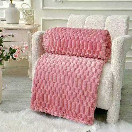 PĂTURI - Patura Cocolino Grosime Medie Model Embosat UNI 200x230cm - Roz