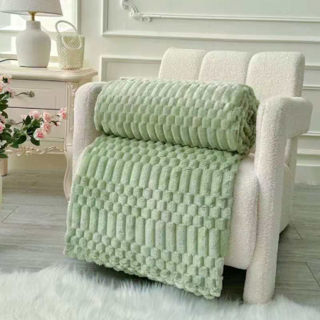 PĂTURI - Patura Cocolino Grosime Medie Model Embosat UNI 200x230cm - Verde