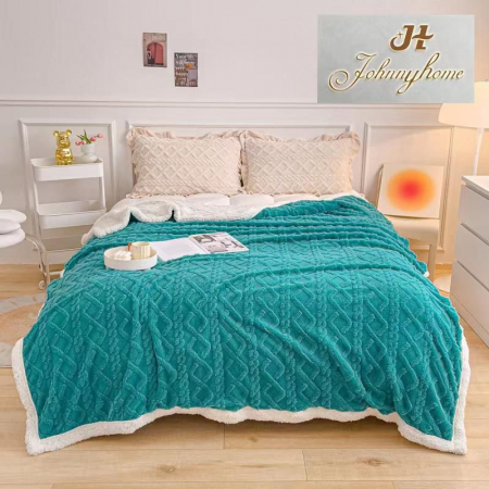 LICHIDARE DE STOC - Patura Cocolino Imprimeu Tip Tricotat Cu Blanita - Turquoise