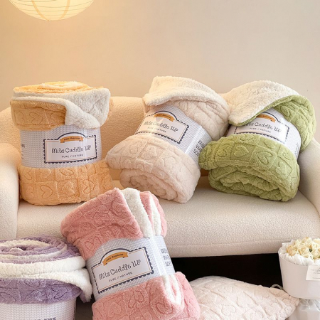 Patura Cocolino Imprimeu Tip Tricotat Cu Blanita - Verde Cu Inimioare [1]