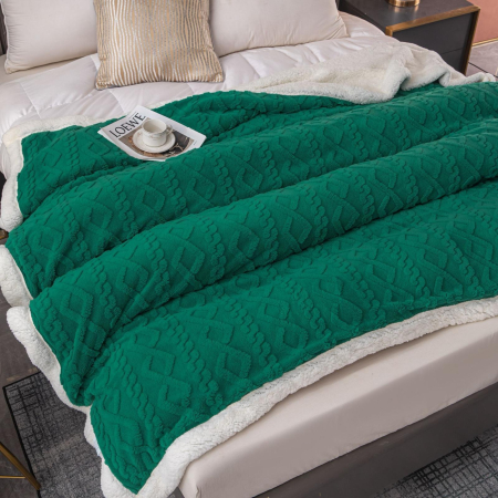 Patura Cocolino Imprimeu Tip Tricotat Cu Blanita - Verde Padure [3]