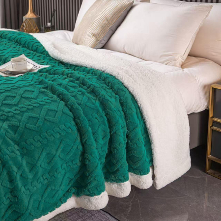 Patura Cocolino Imprimeu Tip Tricotat Cu Blanita - Verde Padure [2]